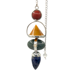Four Elements Gemstone Pendulum - Red Jasper, Yellow Aventurine, Moss Agate, Sodalite & Moonstone