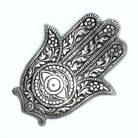 Polished Aluminium Hamsa Incense Holder 14cm