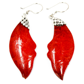 Coral Style 925 Silver Earring - Leaf Drop