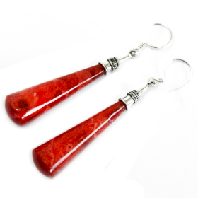 Coral Style 925 Silver Earring - Long Teardrop