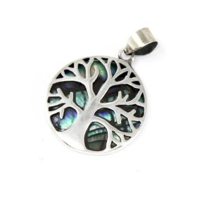 Tree of Life Silver Pendent 22mm - Abalone