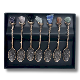 Set of 7 Bronze Gemstone Crystal Witch Spoons