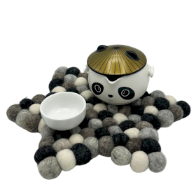Felt Ball Star Centre Mat -  Multi Grey Colour