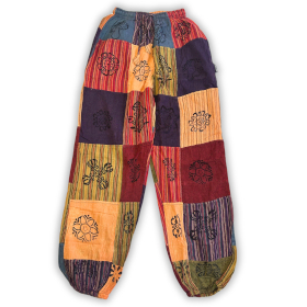 Nomad Sari - Mushroom Pants - Block Print Designs - Orange Tones (105x127cm) S/M