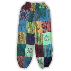 Nomad Sari - Mushroom Pants - Block Print Designs -Green Tones (105x127cm) S/M