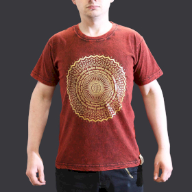 Small Stone Washed Teashirt - Mandala - Maroon