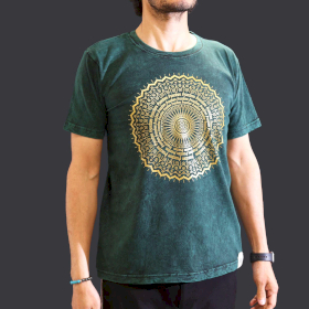 Medium Stone Washed Teashirt - Mandala - Green