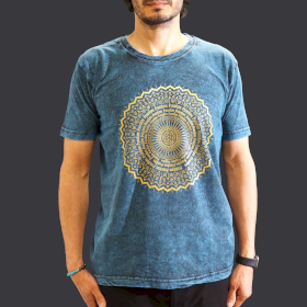 Medium Stone Washed Teashirt - Mandala - Blue