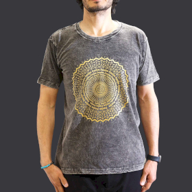 Medium Stone Washed Teashirt - Mandala - Dark Grey