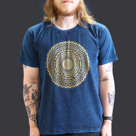 Large Stone Washed Teashirt - Mandala - Blue