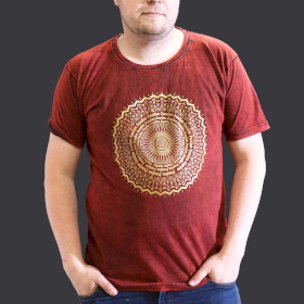 XLarge Stone Washed Teashirt - Mandala - Maroon