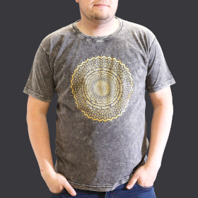 XLarge Stone Washed Teashirt - Mandala - Dark Grey