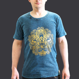 Small Stone Washed Teashirt - Hamsa - Blue