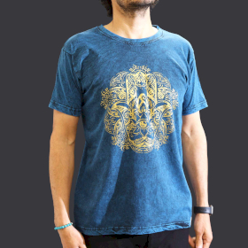 Medium Stone Washed Teashirt - Hamsa - Blue