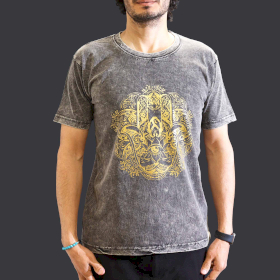 Medium Stone Washed Teashirt - Hamsa - Dark Grey