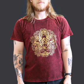 Large Stone Washed Teashirt - Hamsa - Maroon