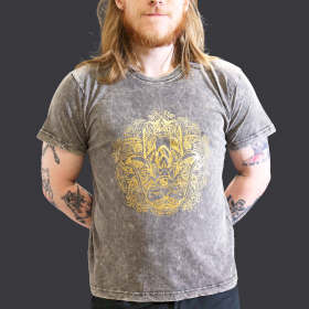 Large Stone Washed Teashirt - Hamsa - Dark Grey