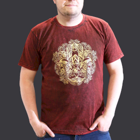 XLarge Stone Washed Teashirt - Hamsa - Maroon
