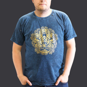 XLarge Stone Washed Teashirt - Hamsa - Blue