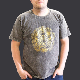 XLarge Stone Washed Teashirt - Hamsa - Dark Grey