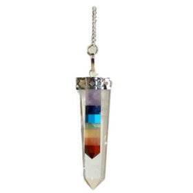 Crystal - 7 Chakra Bounded Thin Point Flat Pendants