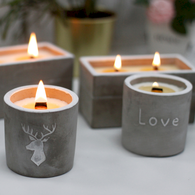 Concrete Wooden Wick Candles