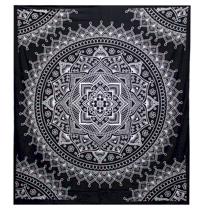Black and White Double Cotton Bedspread